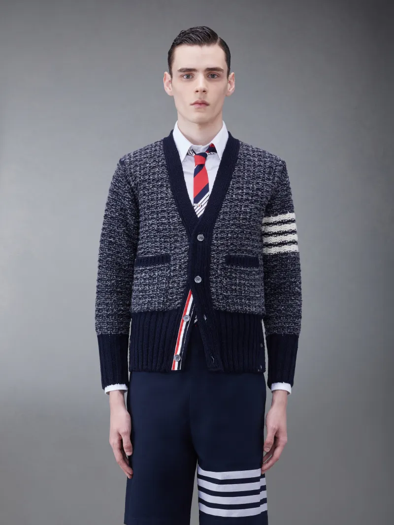 メンズ チェックモヘヤ Vネックカーディガン