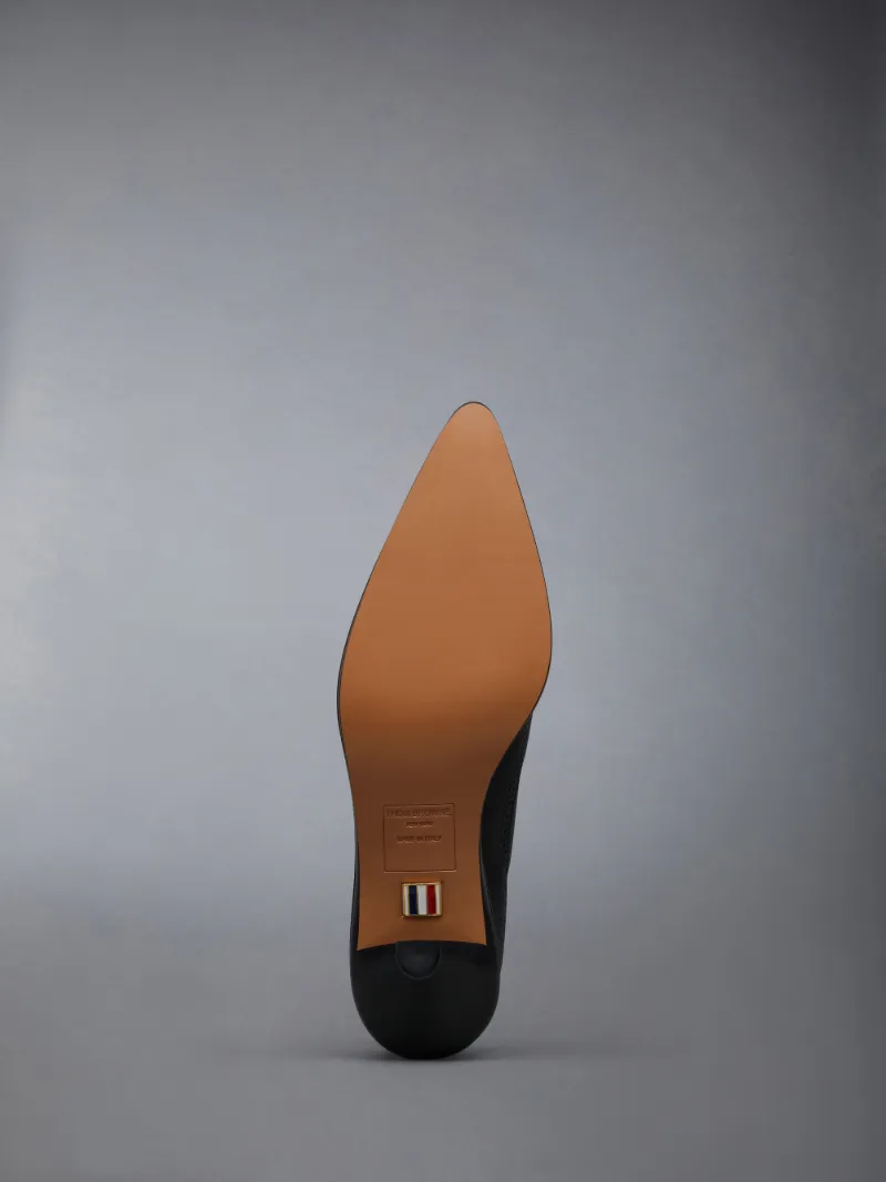 THOM BROWNEロングウイングブローグスタックドヒールペブルグレインレザー