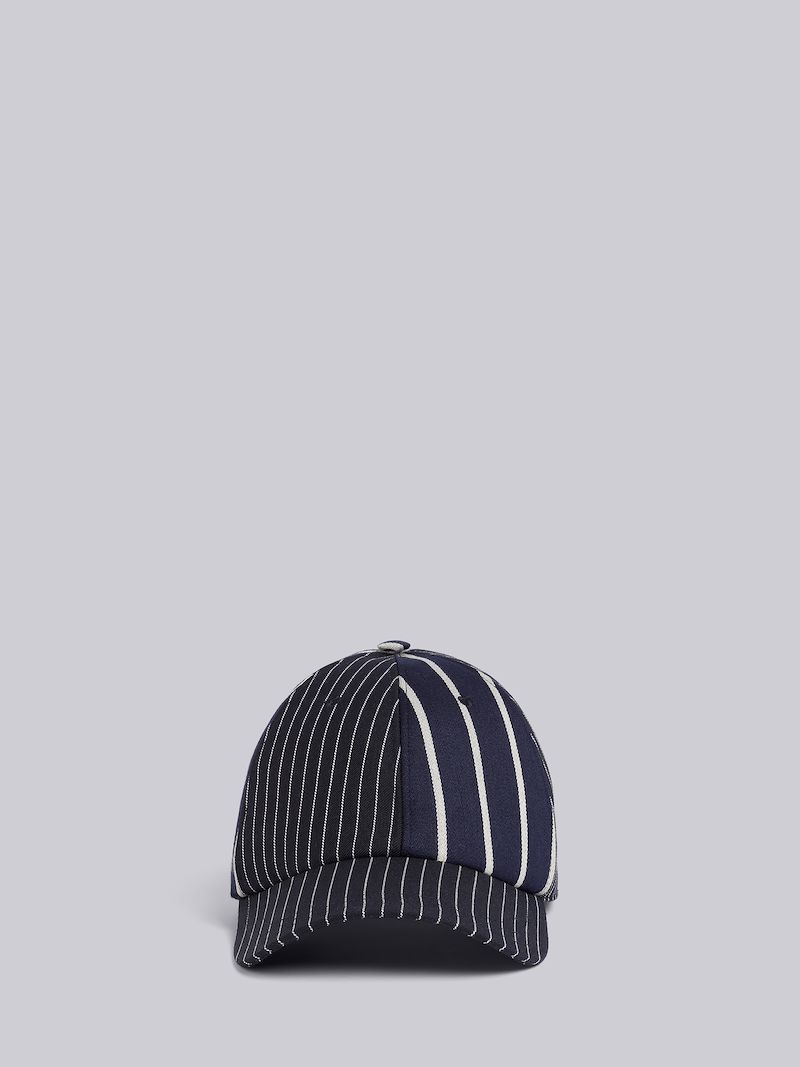 ネイビー ウールファンミックス ユニフォームツイル ピンストライプ クラシック 6パネルベースボールキャップブルー Thom Browne 公式オンラインサイト ネイビー ウールファンミックス ユニフォームツイル ピンストライプ クラシック 6パネルベースボールキャップブルー Thom Browne 公式オンラインサイト