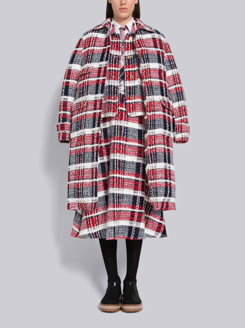 シェニールツイード マドラス Aライン スカートレッド | Thom Browne 