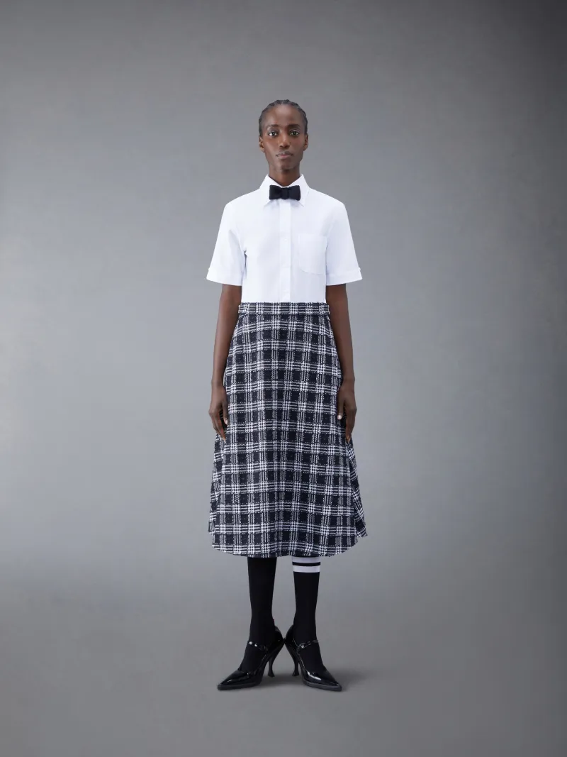 トムブラウン THOM BROWNE ワンピース フレア ツイード チェック柄