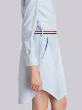 Above Knee A-Line Shirtdress With Side Tabs & Engineered Stripe In Solid Oxford