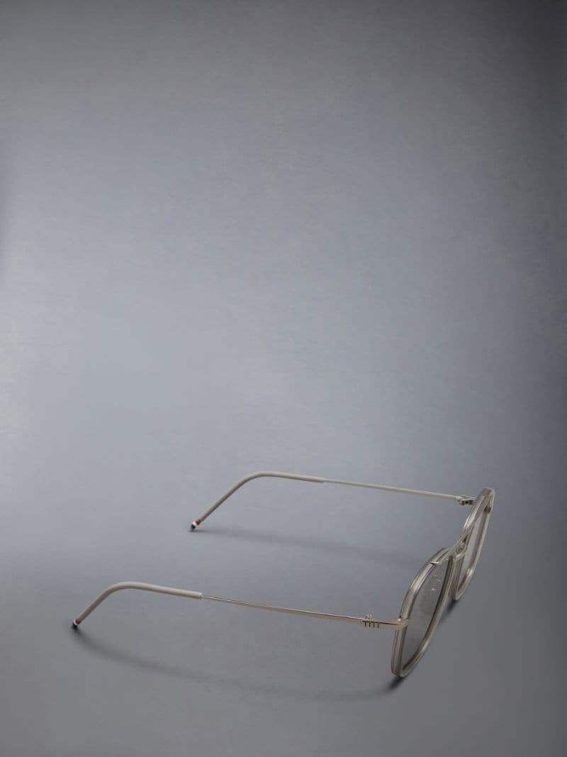 Acetate And Titanium Rectangular Aviator Sunglasses