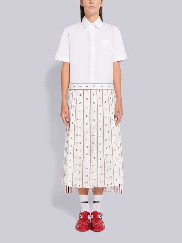 Anchor Print Poplin Pleated Bottom Shirtdress