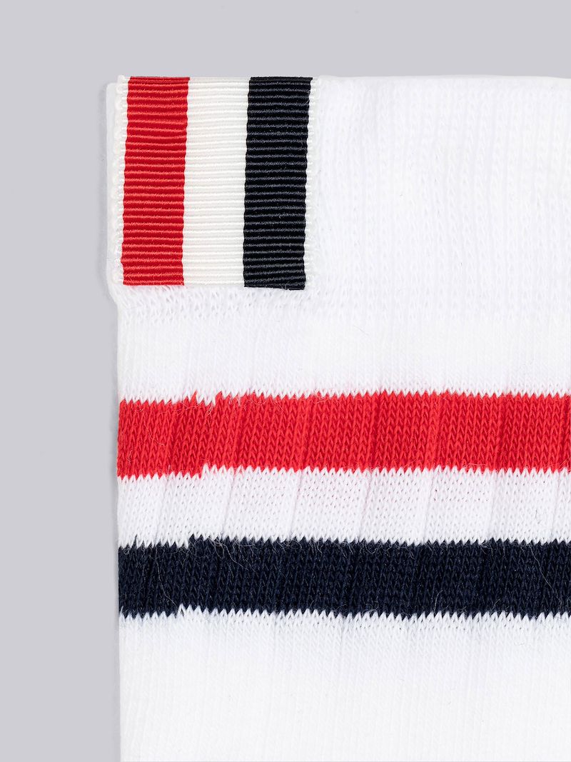 ATHLETIC RIB COTTON STRIPE ANKLE LENGTH SOCKS