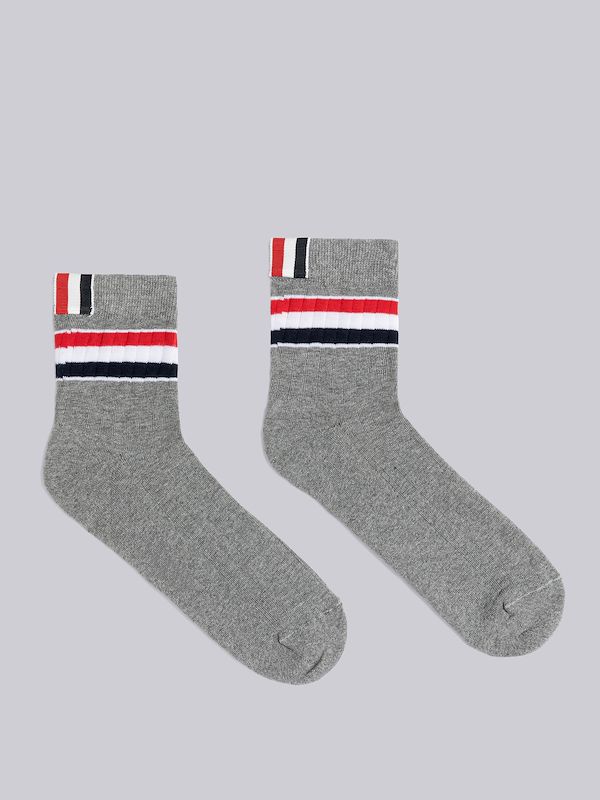 ATHLETIC RIB COTTON STRIPE ANKLE LENGTH SOCKS