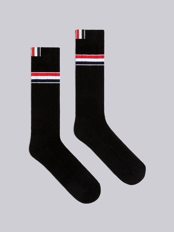 ATHLETIC RIB COTTON STRIPE MID CALF SOCKS
