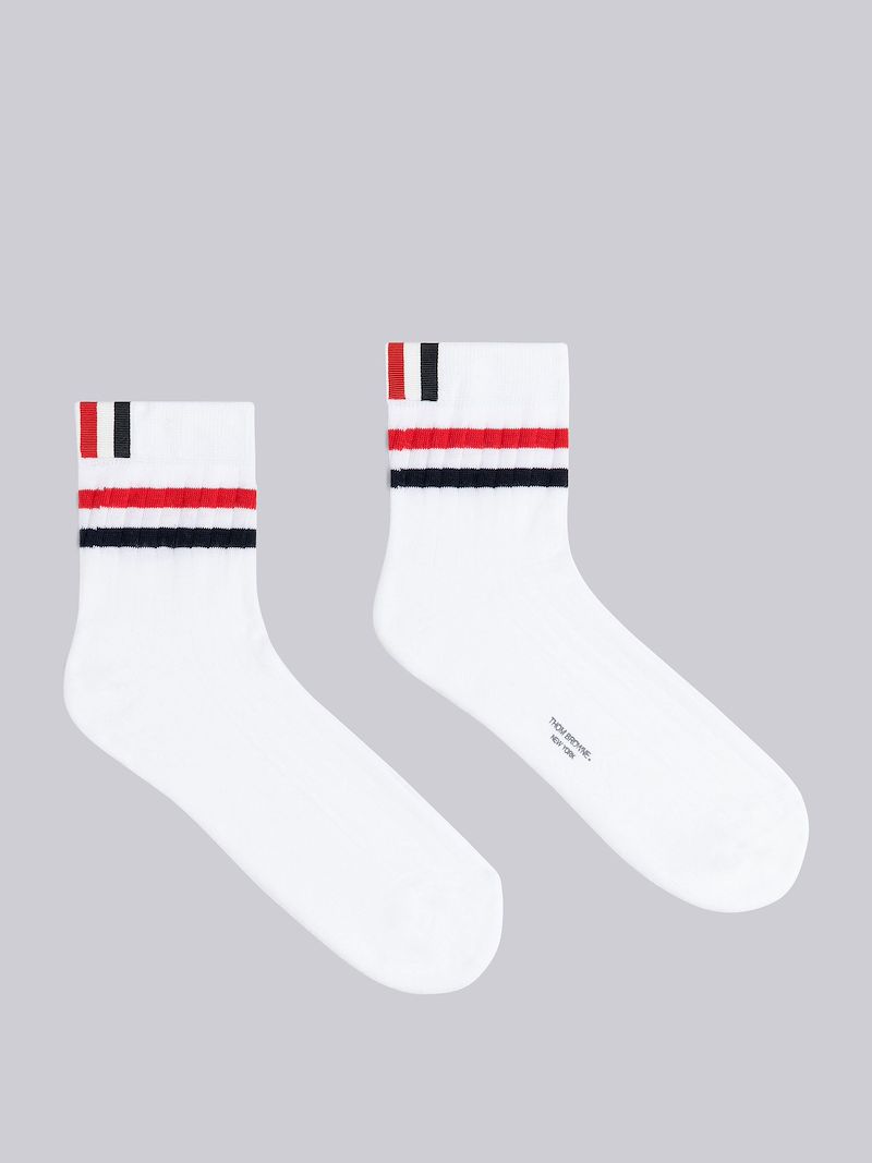 Athletic Rib Stripe Ankle Socks