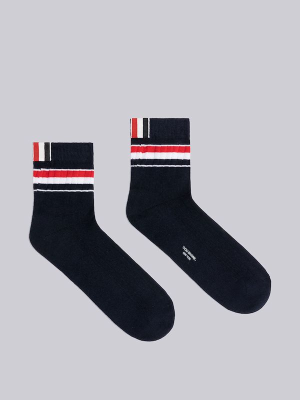 Athletic Rib Stripe Ankle Socks