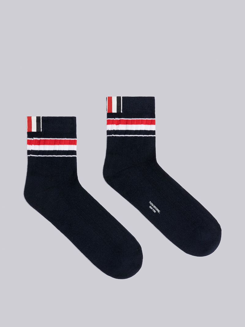 Athletic Rib Stripe Ankle Socks