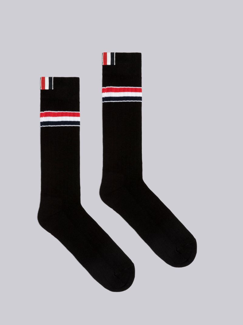 Athletic Rib Stripe Mid Calf Socks