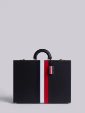 Attache Case With Red, White And Blue Calf Stripe In Pebble Grain