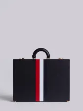 Attache Case With Red, White And Blue Calf Stripe In Pebble Grain