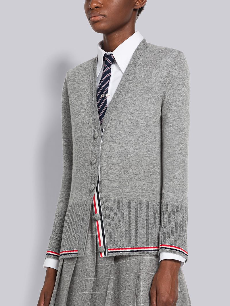 Baby Cable Fine Cashmere V-Neck Tipping Cardigan
