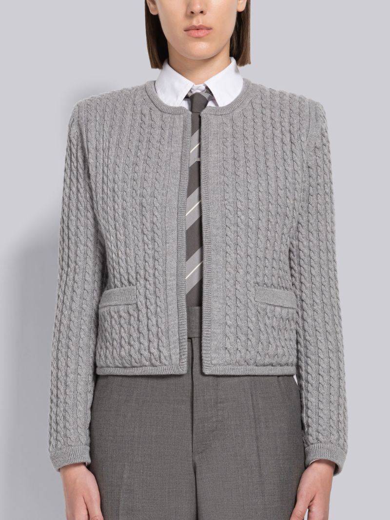 Baby Cable Merino Crew Neck Cardigan Jacket | Thom Browne