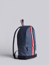 Backpack With Red, White And Blue Leather Stripe In Mackintosh
