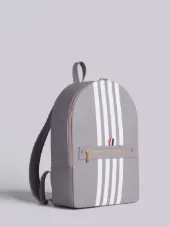 Backpack With White Contrast 4-bar Stripe In Pebble Grain & Calf Leather