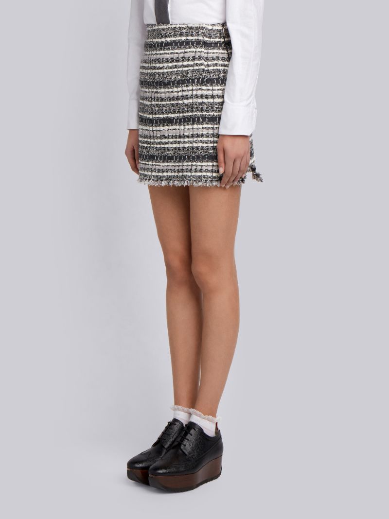 Banker Stripe Lace Ribbon Mini Skirt