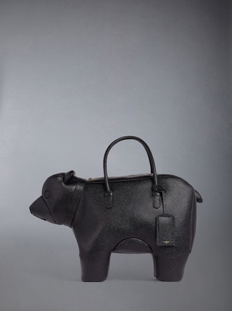 Bear Bag in Pebble Grain Thom Browne