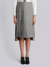 Below Knee Dropped Back Pleated Skirt In School Uniform Houndstooth Twill