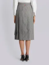 Below Knee Dropped Back Pleated Skirt In School Uniform Houndstooth Twill