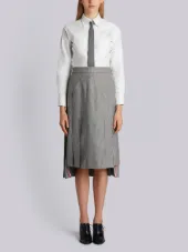 Below Knee Dropped Back Pleated Skirt In School Uniform Houndstooth Twill