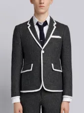 Bicolor High-Armhole Wool Sport Coat