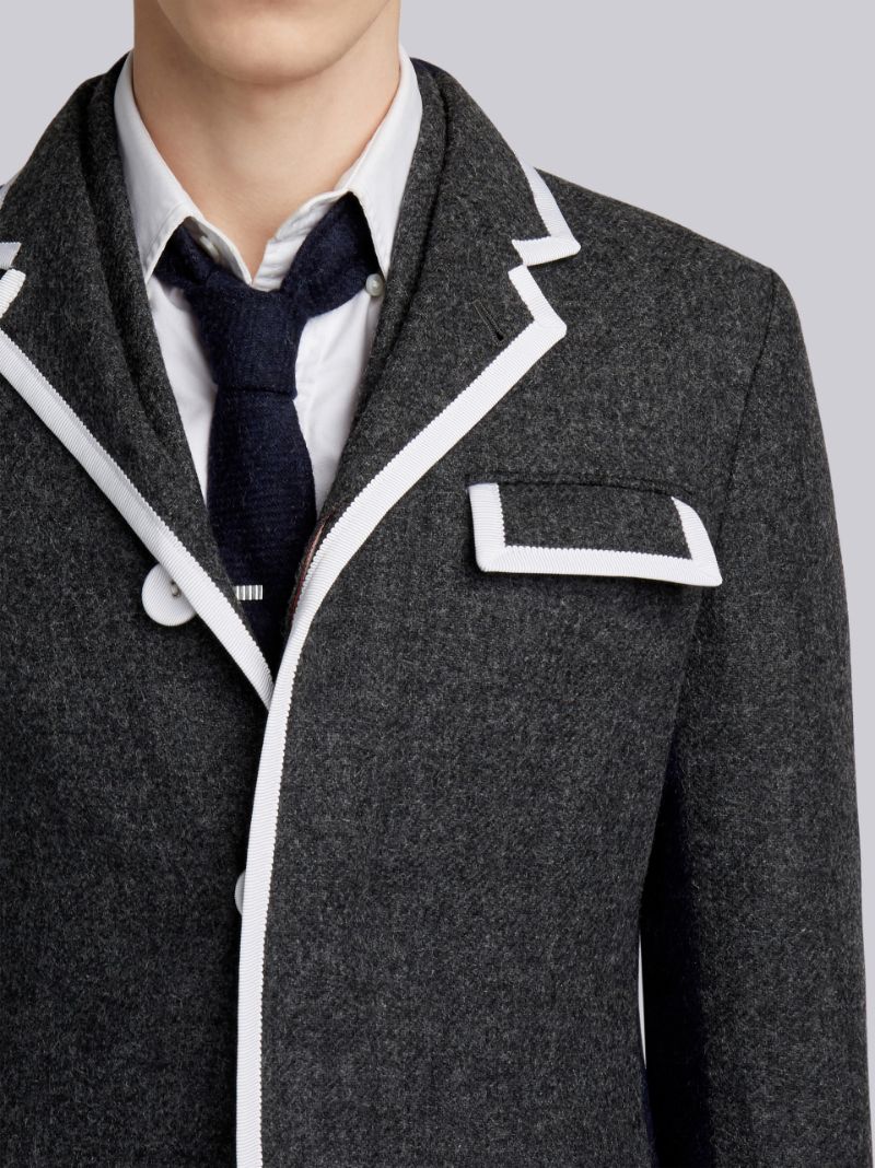 Bicolor Wool High-Armhole Chesterfield Overcoat | Thom Browne Official