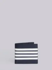 Billfold With Contrast 4-bar Stripe In Pebble Grain & Calf Leather