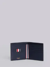 Billfold With Contrast 4-bar Stripe In Pebble Grain & Calf Leather