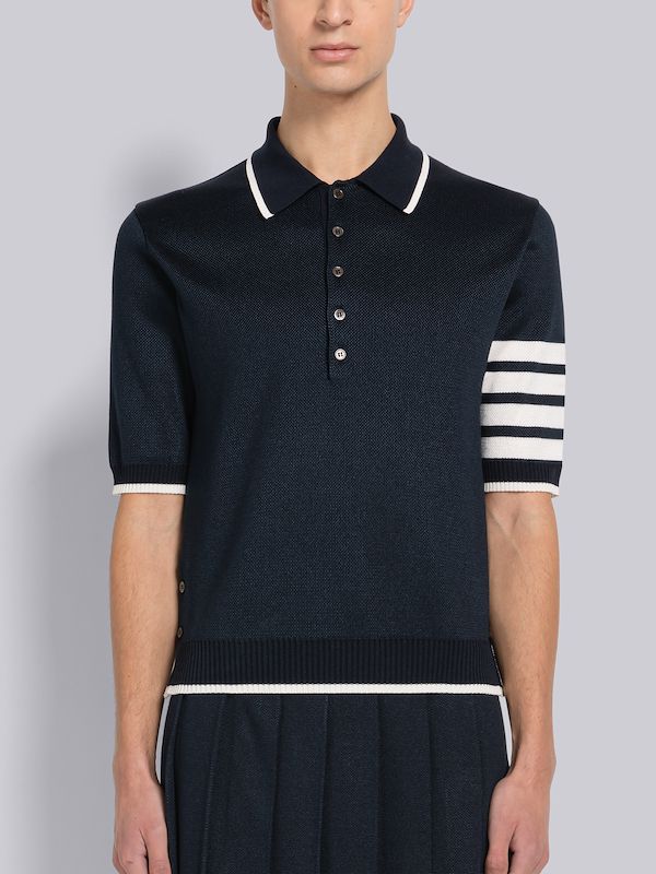 Birdseye Jacquard 4-Bar Short Sleeve Polo
