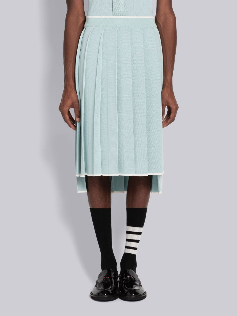 Birdseye Jacquard Stripe Below The Knee Pleated Skirt