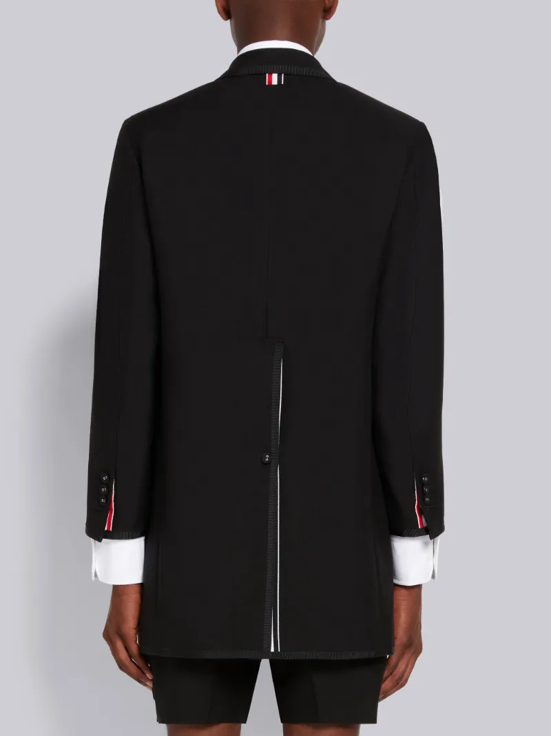 Black 3-Ply Wool Mohair Shrunken Patch Pocket High Armhole Overcoat Black 3-Ply Wool Mohair Shrunken Patch Pocket High Armhole Overcoat