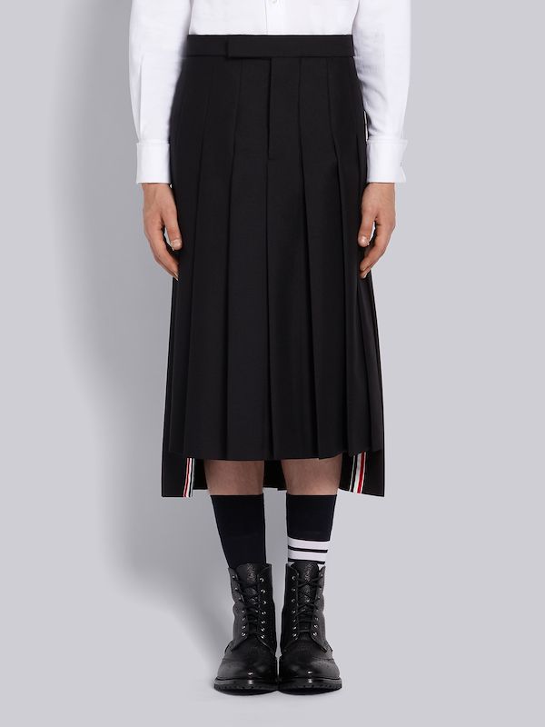Black 3Ply Mohair Pleated Skirt 