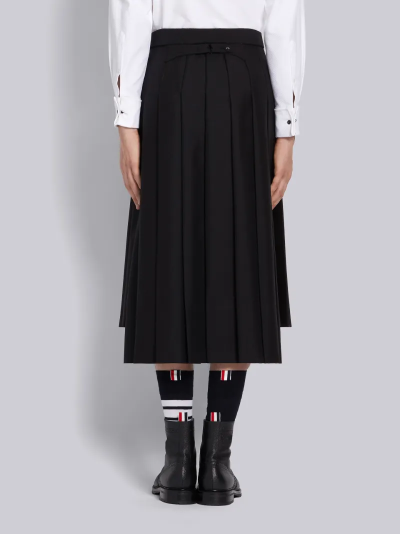 Black 3ply Mohair Pleated Skirt | Thom Browne