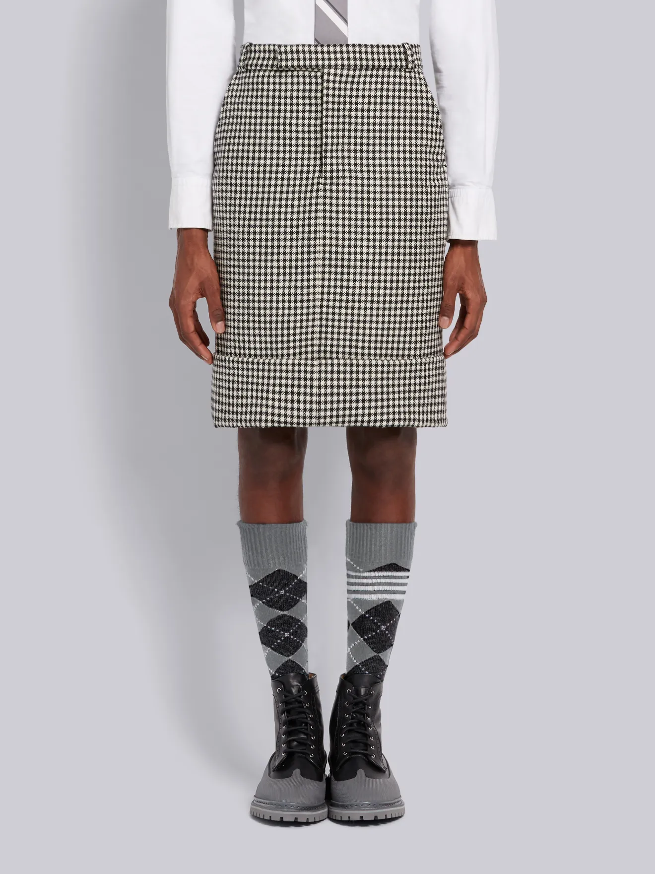 tweed check skirt