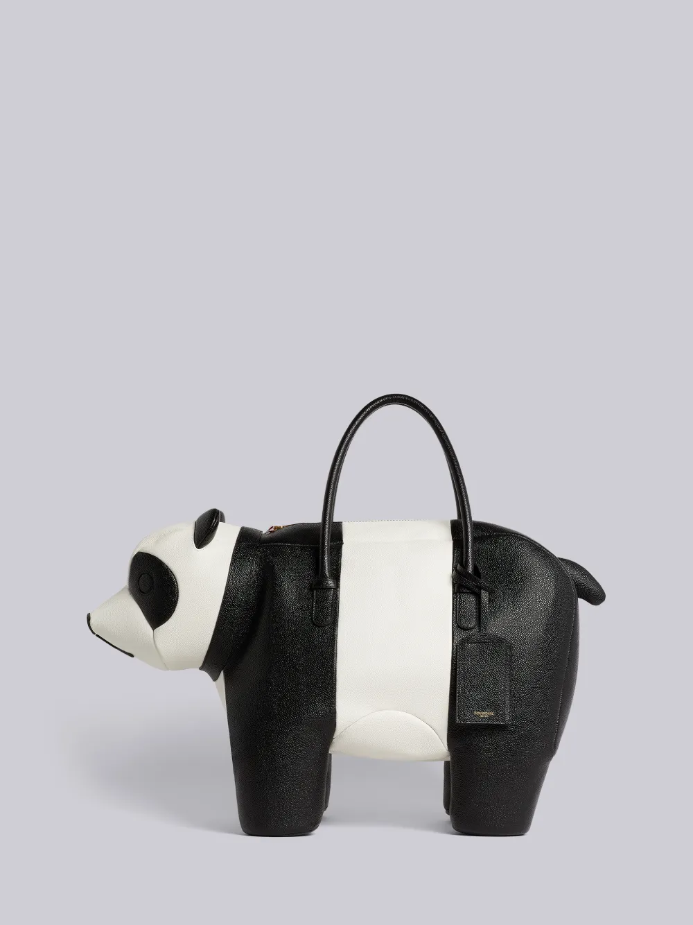 Black and White Pebble Grain Leather Panda Bag Thom Browne