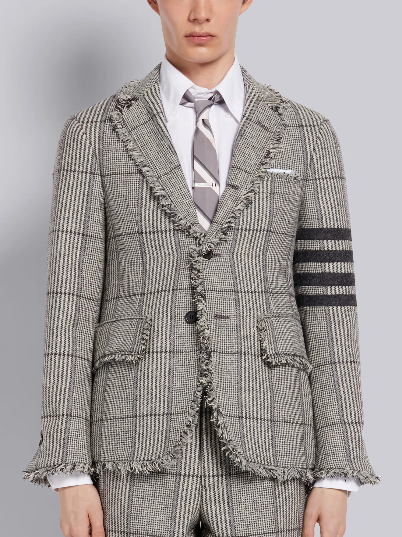 tweed frayed jacket