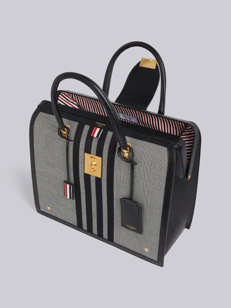 Black and White Wool Prince of Wales 4 Bar Mr. Thom Bag Thom Browne