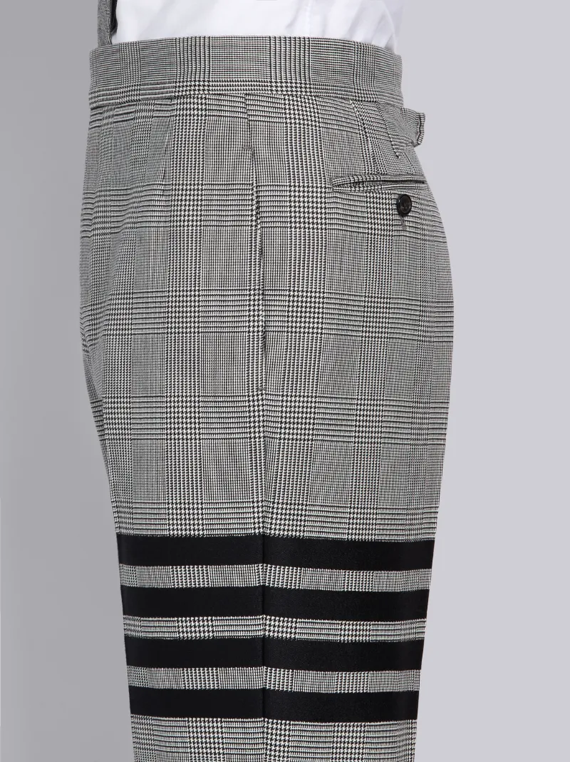 Black And White Wool Prince Of Wales 4-Bar Trouser