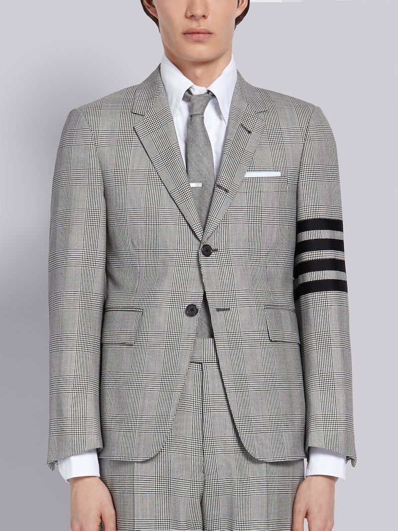 Black And White Wool Prince Of Wales Classic 4 Bar Sport Coat Thom Browne Official