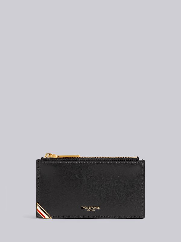 Black Box Calf Stripe Enamel Corner Zippered Card Holder