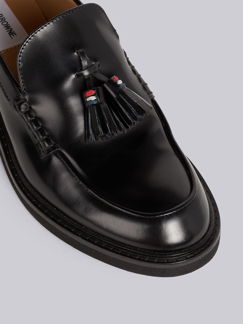 Black Calf Leather Micro Sole Tassel Loafer