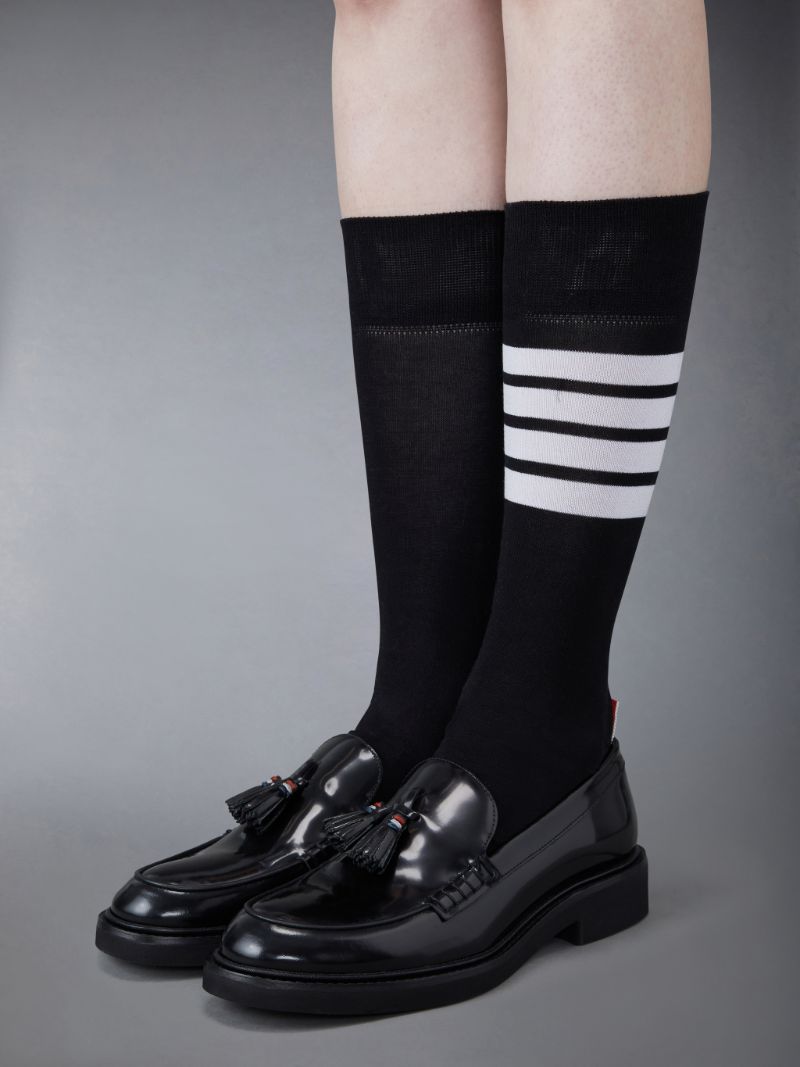 Black Calf Leather Micro Sole Tassel Loafer | Thom Browne