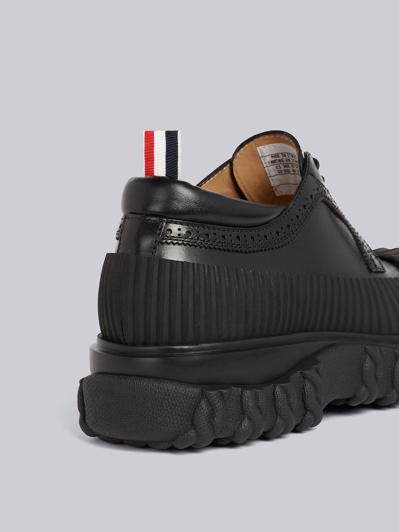 Black Calf Leather Rubber Sole Longwing Duck Shoe