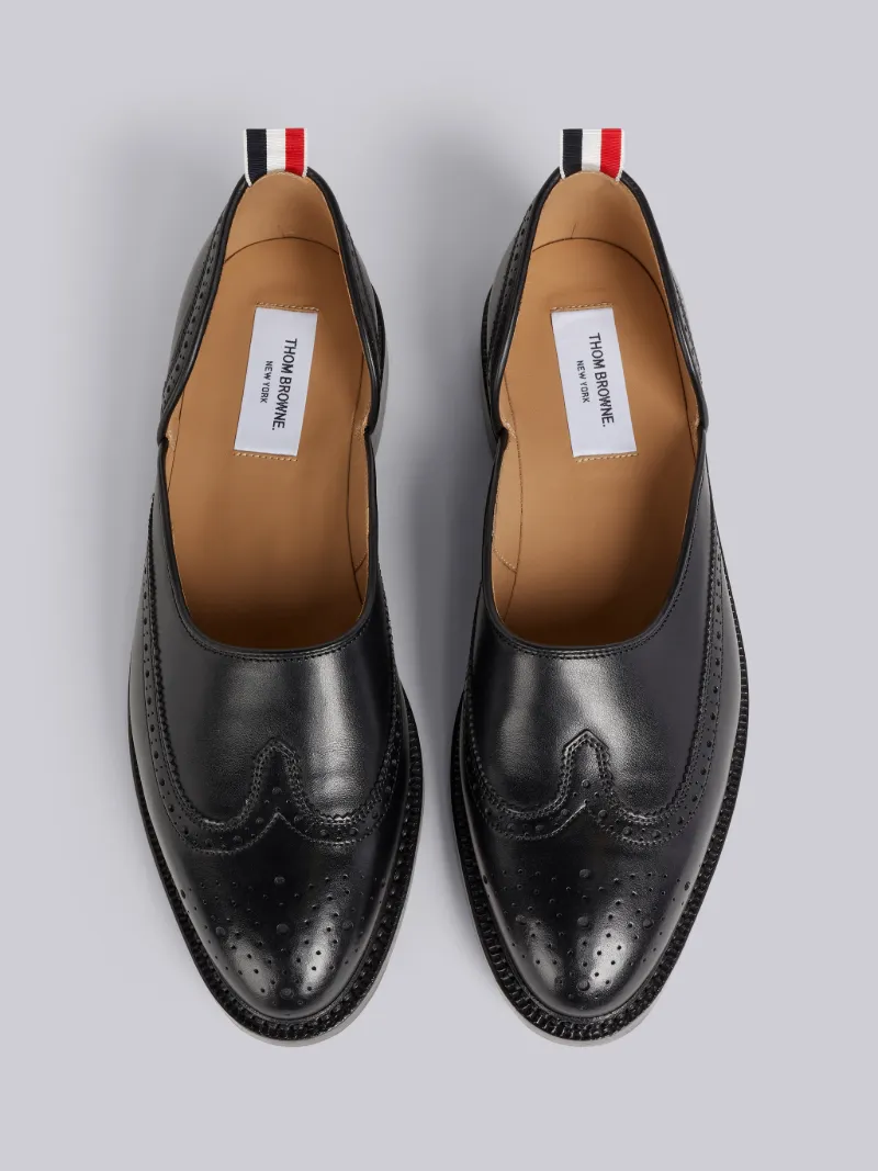 Black Calf Leather Slip On D'orsay Loafer