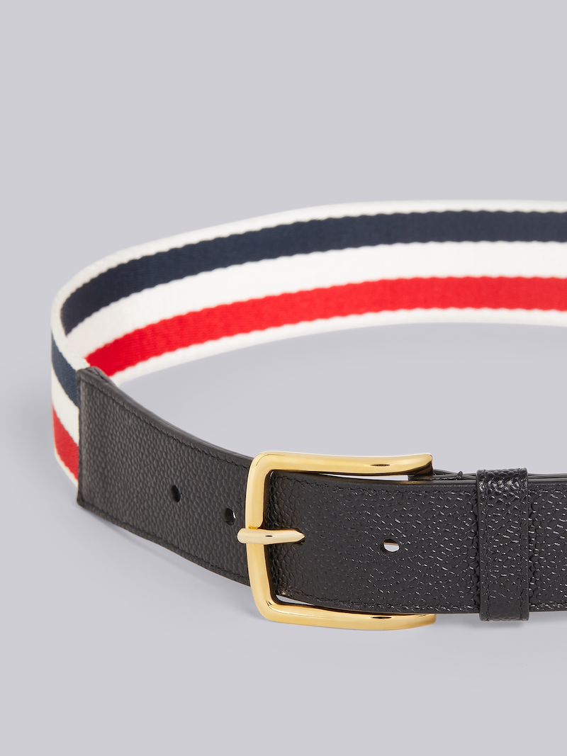 Black Calfskin Pebbled Leather Belt