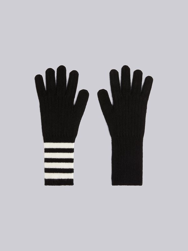 Black Cashmere 4-Bar Knit Gloves