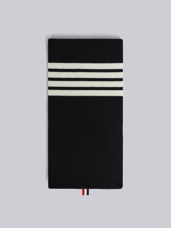 Black Cashmere 4-Bar Knit Scarf