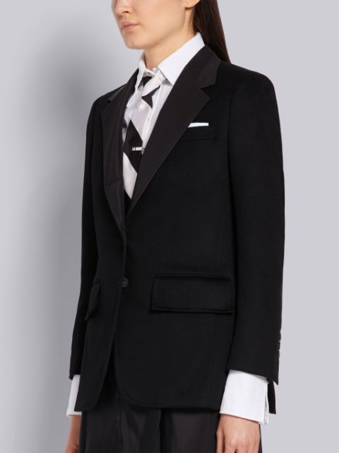 Black and White Wool Prince of Wales Shadow Stripe Funmix Classic Jacket